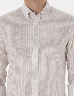 Haki _izgili Slim Fit Uzun Kollu G_mlek - Pierre cardin фото 6