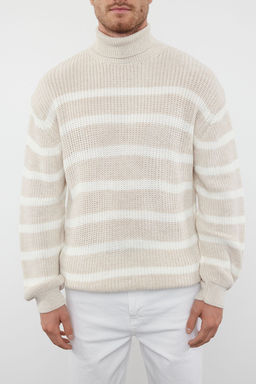 TRENDYOL MAN Lacivert Casual Unisex Oversize Fit Genis Kal?p Cizgili Triko Kazak TMNAW24KZ00017 - Trendyolmilla фото 4