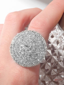 Кольцо «Лёд» круг, цвет белый в серебре, безразмерное