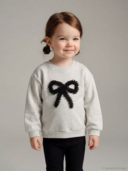 Fiyonk Bask?l? K?z Bebek Sweatshirt ve Tayt