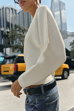 RIB KNIT JUMPER WITH VOLUMINOUS SLEEVES - Zara фото 11