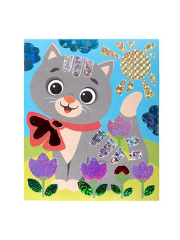 Набор для творчества. Аппликация фольгой "Котёнок" размер 138х165 мм (конверт, 6 цв)