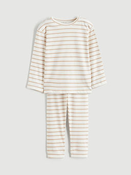 Bisiklet Yaka ?izgili Erkek Bebek Pijama Tak?m?