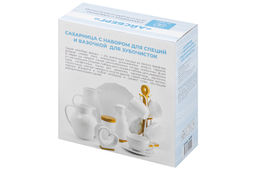 Набор 4 пр. 20,5*20,5*10 см Айсберг волны- Сахарница+Вазочка п/зубоч. и набор д/спец.2 пр.на бам.п - Elan gallery фото 29