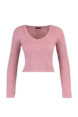 Gul Kurusu Crop Yumusak Dokulu Basic Triko Kazak TWOAW22KZ1453 - Trendyolmilla фото 7