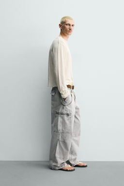 PANTAL?N CARGO PARACHUTE LAVADO / Gris claro - Zara фото 4