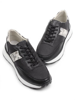 03-C129-1 BLACK Кроссовки женские (натуральная кожа)