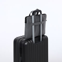 Сумка для ноутбука на молнии, наружный карман, держатель для чемодана, длинный ремень, 37.5×3×27.5 см, серая