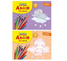 Цена за 2 шт. Альбом для рисования 24 л. А4, скрепка Каляка-Маляка целлюлозный картон, ВД-лак, офсетная ...