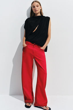 JEANS ZW COLLECTION WIDE LEG TIRO BAJO / Rojo - Zara фото 4