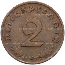 Монета 2 рейхспфеннига 1939 года D Германия