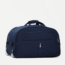 Сумка дорожная на молнии, на колёсах, 2 наружных кармана, цвет синий