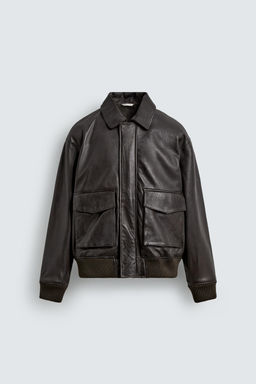RELAXED FIT LEATHER JACKET - Zara фото 7