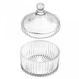 Конфетница стеклянная Плиссе 250мл, д10см, h12,8см, с крышкой, цветная коробка (Китай) - Домашняя мода фото 4