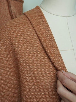 Шерсть пальтово-костюмная Твид Мелкая елочка цв.терракотово-бежевый, ш.1.5м, шерсть-40%, п/э-60% - Купава фото 12