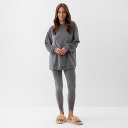 Костюм женский (свитшот, леггинсы) KAFTAN Plushy, размер 40-42, серый