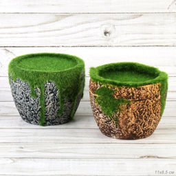 Кашпо со мхом декоративное 11,5х8,5 см / 16026 /уп 100/