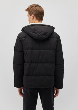 Kapusonlu Siyah Sisme Mont - Mavi фото 5