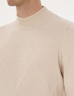 Krem Slim Fit Yar_m Bal_k__ Yaka Triko Kazak - Pierre cardin фото 7