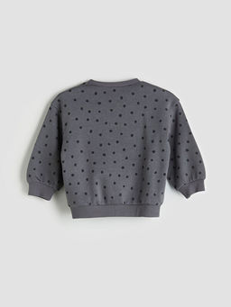 Bisiklet Yaka Puantiyeli K?z ?ocuk Sweatshirt