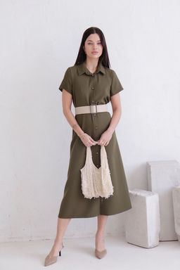 11676 Платье-рубашка удлинённое хаки - Martichelli фото 2