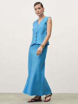 Жилет льняной 7025 аквамарин