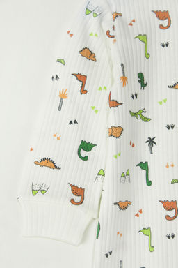 Ekru Erkek Bebek %100 Pamuk Bask?l? Uzun Kol Orme Tulum TKDSS25TU00001 - Trendyolmilla фото 3