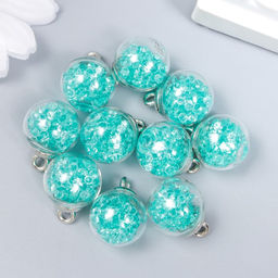 Подвеска декоративная для творчества стекло «Шар - камешки», морс. волна, d=1.6 см, набор 10 шт.