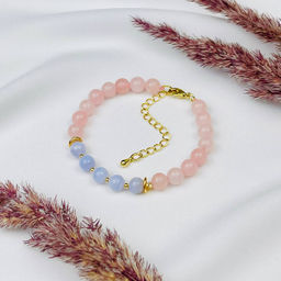 Браслет из Розового кварца и Голубого агата - Радуга самоцветов фото 2