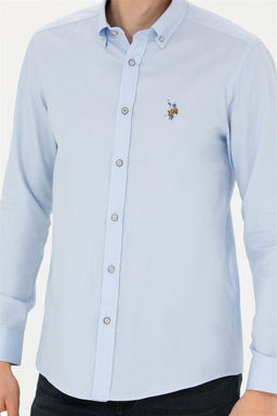 Мужская голубая базовая рубашка с длинным рукавом - U.s. polo assn фото 13