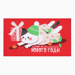 Полотенце Доляна Новогодний котик 28х46 см, 100% хл, рогожка 164 г/м2  фото 2