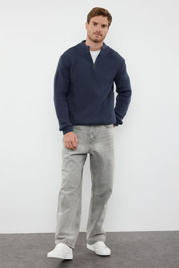 TRENDYOL MAN Indigo Casual Regular Yar?m Bal?kc? Yaka Duz Triko Kazak TMNAW22KZ1908 - Trendyolmilla фото 55