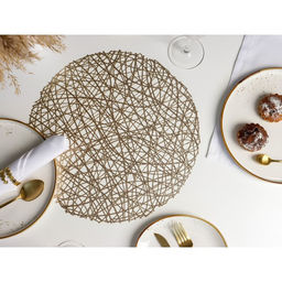 Набор салфеток сервировочных на стол Доляна Паутинка, d=38 см, 4 шт, цвет золотой  фото 16