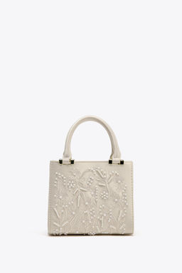 SATIN-EFFECT PEARL HANDBAG