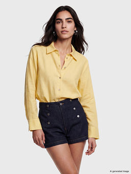 Keten Kar???ml? Oversize Kad?n G?mlek