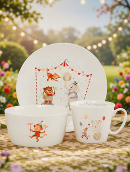 Набор посуды, детский, 1 перс, 3 пр, фарфор N, белый, Животные в цирке, Circus