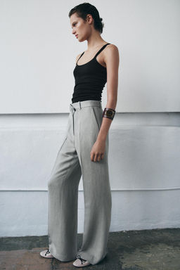 ZW COLLECTION FLARE TEXTURED TROUSERS - Zara фото 6