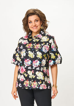 Блуза Svetlana Style 2130 черный+цветы
