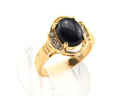 Кольцо с позолотой агат и стразы, размер 18