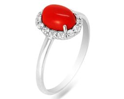 Кольцо из серебра коралл, СПН4151