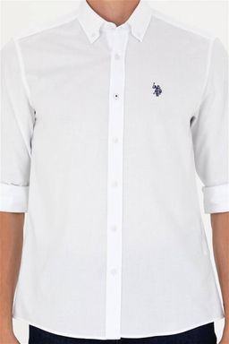 Мужская белая базовая рубашка с длинным рукавом - U.s. polo assn фото 13