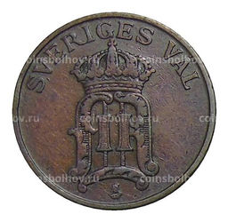 Монета 2 эре 1907 года Швеция