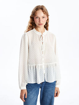 Ba?lamal? Yaka Dokulu Kad?n Bluz