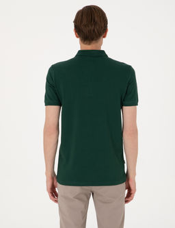 Koyu Ye_il Slim Fit %100 Pamuk Polo Yaka Basic Ti__rt