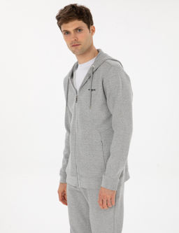 Gri Melanj Regular Fit Pamuk Kar___ml_ Tam Fermuarl_ Sweatshirt - Cacharel фото 3