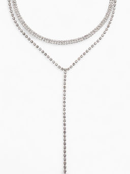 Набор 2 предмета: колье-чокер, серьги Блеск, белый в серебре