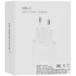 Зарядное устройство сетевое Borofone (BA100A, B-24488) PD, 20W, 1 Type-C, белое