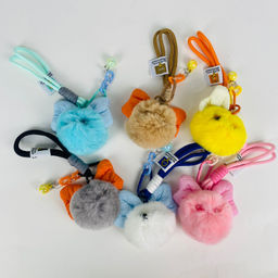 Мягкая игрушка брелок Помпон с бантиком 12 шт в уп в ассортименте