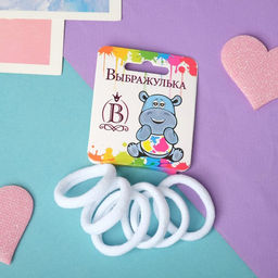 Цена за 12 шт. Резинки для волос «Радуга», набор 6 шт., белые