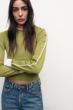 KNIT SWEATER WITH SHOULDER BUTTONS - Zara фото 3
